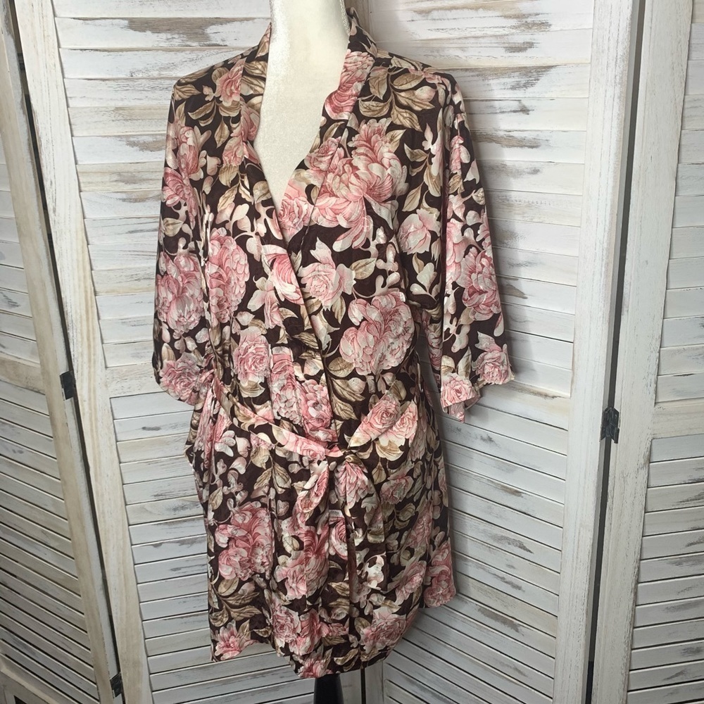 VINTAGE INNER MOST satin floral robe house coat M - Picture 3 of 16